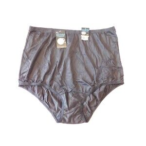 Vintage VANITY FAIR Brief Black PANTY Silky All NYLON with Lace Size L / 7